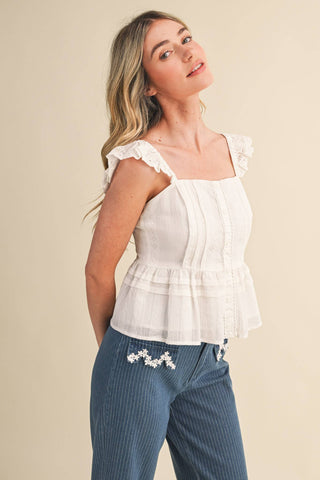 The Brielle Eyelet Peplum Top-Sleeveless-&MERCI-Summit Lane Boutique, Women's Apparel and Gifts located in Grand Rapids, MI