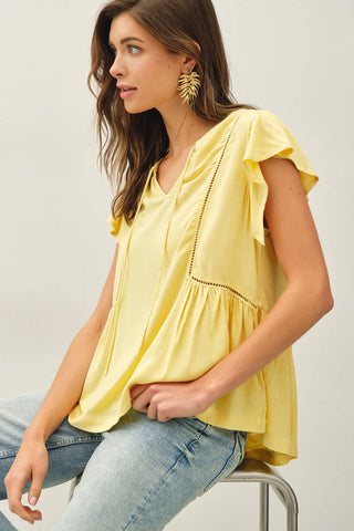 Aria Ruffle Sleeve top-Blouse-Be Cool-Summit Lane Boutique, Women's Apparel and Gifts located in Grand Rapids, MI