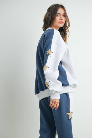 Everly Star Patch Sweatshirt-Sweatshirt-BUTTERMELON-Summit Lane Boutique, Women's Apparel and Gifts located in Grand Rapids, MI