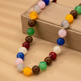 HIGH GLOSSY MULTI COLOR BEADED CHAIN NECKALCE | 80N92627-JOSSLYN by wall to wall-Summit Lane Boutique, Women's Apparel and Gifts located in Grand Rapids, MI