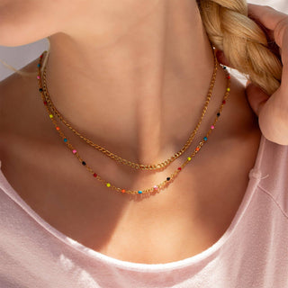 18K Gold PVD Stainless Steel Multi Confetti Chain Necklace-Necklaces-WJW-Summit Lane Boutique, Women's Apparel and Gifts located in Grand Rapids, MI
