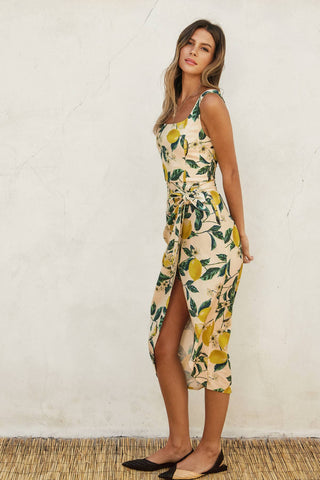 Vintage Lemonade Tulip Hem Midi Wrap Dress-Dresses-Dress Forum-Summit Lane Boutique, Women's Apparel and Gifts located in Grand Rapids, MI