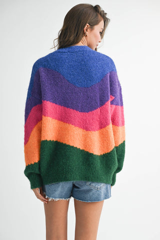 Christine Colorblock Fuzzy Cardigan-Cardigans-AEMI + CO-Summit Lane Boutique, Women's Apparel and Gifts located in Grand Rapids, MI