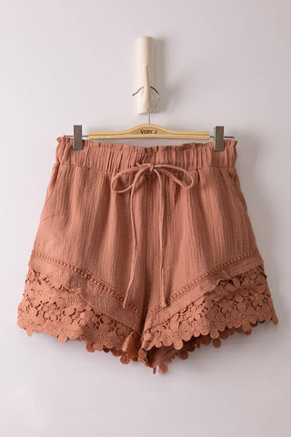 Sophie Lace Trim Shorts-Shorts-VERY J-Summit Lane Boutique, Women's Apparel and Gifts located in Grand Rapids, MI