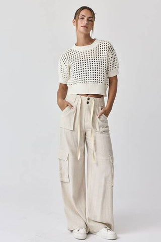 Alina Cropped Crochet Top-Short Sleeves-Papermoon-Summit Lane Boutique, Women's Apparel and Gifts located in Grand Rapids, MI