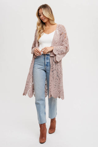 Crochet Bell Sleeve Cardigan-Cardigans-Bluivy-Summit Lane Boutique, Women's Apparel and Gifts located in Grand Rapids, MI