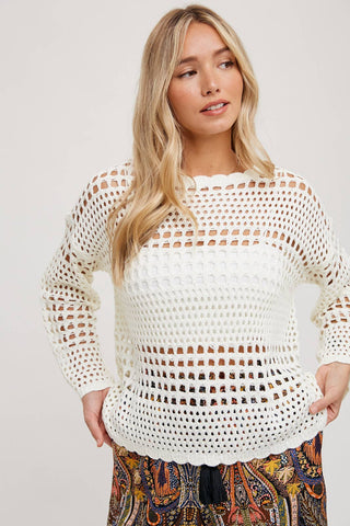 Ariel Open Knit Pullover-Sweaters-Bluivy-Summit Lane Boutique, Women's Apparel and Gifts located in Grand Rapids, MI