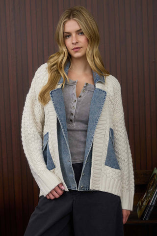 Sawyer Mixed Media Cardi-Sweaters-Blu Pepper-Summit Lane Boutique, Women's Apparel and Gifts located in Grand Rapids, MI
