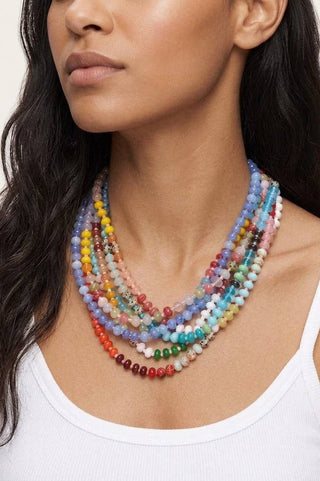 Natural Stone Semi-Precious Glass Mixed Necklace | 40NK9694-JOSSLYN by wall to wall-Summit Lane Boutique, Women's Apparel and Gifts located in Grand Rapids, MI