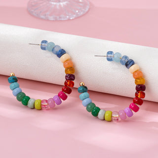 Multi-Color Beaded Hoop Earrings | 80E62019-JOSSLYN by wall to wall-Summit Lane Boutique, Women's Apparel and Gifts located in Grand Rapids, MI