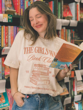 GIRLS WANT BOOK CLUBS TEE-Graphic Tees-FRIDAY + SATURDAY-Summit Lane Boutique, Women's Apparel and Gifts located in Grand Rapids, MI
