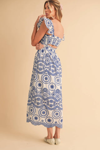 Santorini Sprtiz Midi Dress-Dresses-AEMI + CO-Summit Lane Boutique, Women's Apparel and Gifts located in Grand Rapids, MI