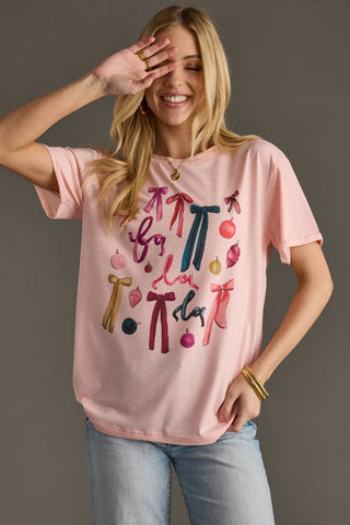 Fa La La & Bows Tee-Graphic Tees-Panache Apparel Co.-Summit Lane Boutique, Women's Apparel and Gifts located in Grand Rapids, MI