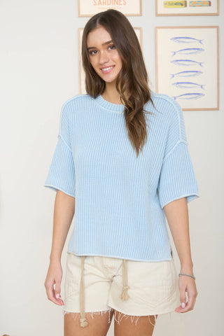 Casey Boxy Knit Top-Short Sleeves-Blu Pepper-Summit Lane Boutique, Women's Apparel and Gifts located in Grand Rapids, MI