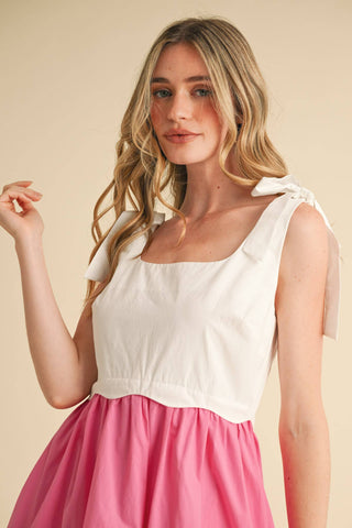 SCALLOPED COLOR BLOCK MIDI DRESS-Dresses-&MERCI-Summit Lane Boutique, Women's Apparel and Gifts located in Grand Rapids, MI