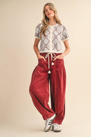 Ashlyn Corduroy Barrel Pants-Pants-&MERCI-Summit Lane Boutique, Women's Apparel and Gifts located in Grand Rapids, MI