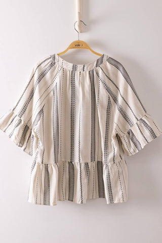 Elodie Striped Peplum Blouse