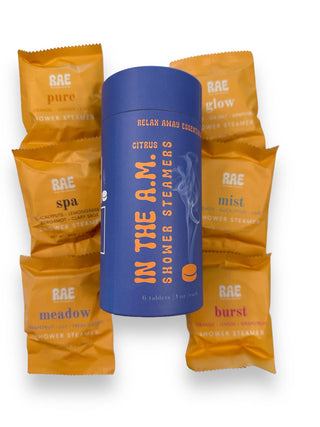 In The A.M. Shower Steamers 6 Pack - Aromatherapy -Steamers-Relax Away Essentials-Summit Lane Boutique, Women's Apparel and Gifts located in Grand Rapids, MI