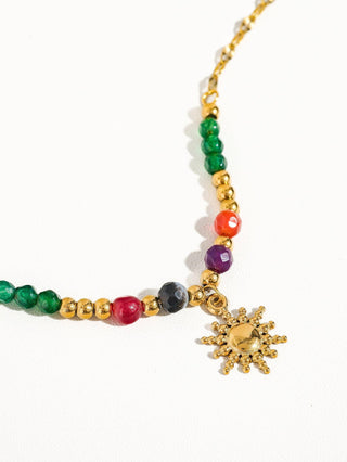 Olimpia 18K Gold Sun Necklace with Beads-Necklaces-Flânerie by MAIQ-Summit Lane Boutique, Women's Apparel and Gifts located in Grand Rapids, MI
