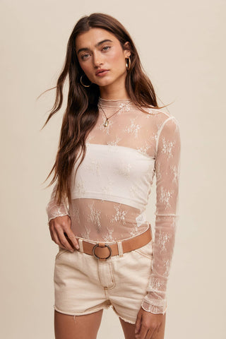Sheer Lace Long-Sleeve Top-Long Sleeves-Listicle-Summit Lane Boutique, Women's Apparel and Gifts located in Grand Rapids, MI