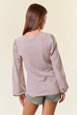 Winnie Bubble Sleeve Top-Long Sleeves-Doe and Rae-Summit Lane Boutique, Women's Apparel and Gifts located in Grand Rapids, MI