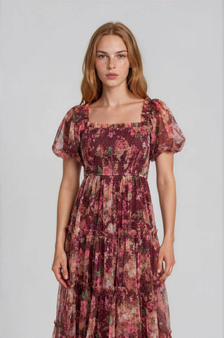 The Rosalie Floral Midi Dress-Dresses-Blu Pepper-Summit Lane Boutique, Women's Apparel and Gifts located in Grand Rapids, MI