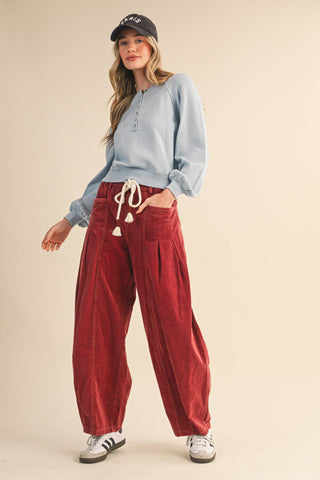 Ashlyn Corduroy Barrel Pants-Pants-&MERCI-Summit Lane Boutique, Women's Apparel and Gifts located in Grand Rapids, MI