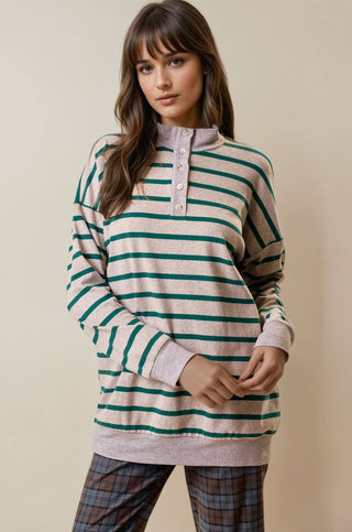 Sadie Striped Henley-pullover-Doe and Rae-Summit Lane Boutique, Women's Apparel and Gifts located in Grand Rapids, MI
