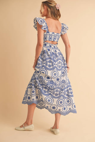 Santorini Sprtiz Midi Dress-Dresses-AEMI + CO-Summit Lane Boutique, Women's Apparel and Gifts located in Grand Rapids, MI