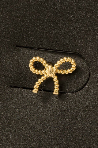 Gold Dipped Mini Ribbon Bow Stud Earrings