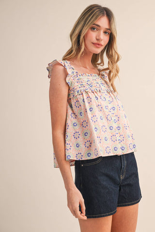 Ella Floral Babydoll Top-Sleeveless-&MERCI-Summit Lane Boutique, Women's Apparel and Gifts located in Grand Rapids, MI