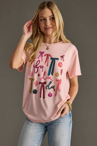 Fa La La & Bows Tee-Graphic Tees-Panache Apparel Co.-Summit Lane Boutique, Women's Apparel and Gifts located in Grand Rapids, MI