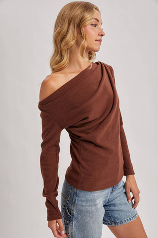 Denise Off Shoulder Top-Long Sleeves-Bluivy-Summit Lane Boutique, Women's Apparel and Gifts located in Grand Rapids, MI