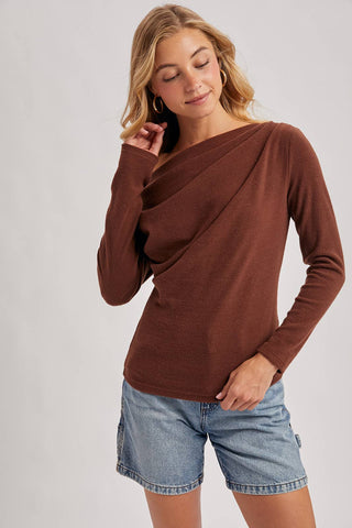 Denise Off Shoulder Top-Long Sleeves-Bluivy-Summit Lane Boutique, Women's Apparel and Gifts located in Grand Rapids, MI