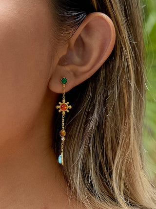 Bellevie 18K Gold Non-Tarnish Boho Gemstone Drop Earrings-Earrings-Flânerie by MAIQ-Summit Lane Boutique, Women's Apparel and Gifts located in Grand Rapids, MI