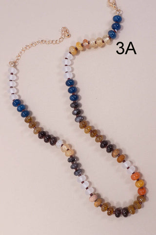 NATURAL AGATE GLASS SEMI PRECIOUS BEAD NECKLACE | 80N896-Necklaces-JOSSLYN by Wall to Wall-Summit Lane Boutique, Women's Apparel and Gifts located in Grand Rapids, MI