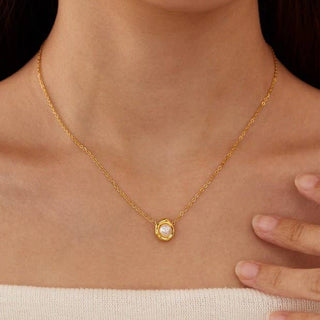 18K STAINLESS STEEL TARNISH FREE PEARL NECKLACE | 40NK9544-JOSSLYN by wall to wall-Summit Lane Boutique, Women's Apparel and Gifts located in Grand Rapids, MI