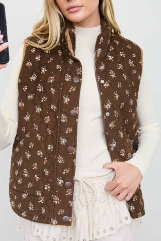 Maisie Floral Quilted Vest-Vest-Blu Pepper-Summit Lane Boutique, Women's Apparel and Gifts located in Grand Rapids, MI