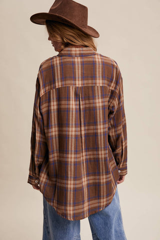 Plaid Button-Up Western Shirt LT1094-Listicle-Summit Lane Boutique, Women's Apparel and Gifts located in Grand Rapids, MI