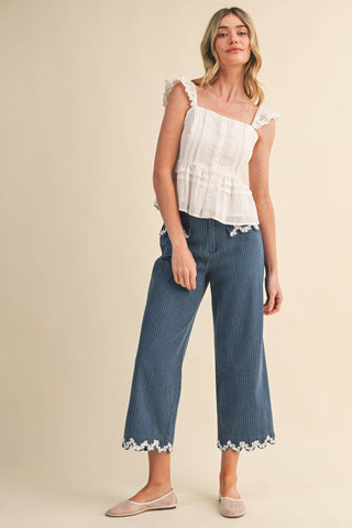 The Brielle Eyelet Peplum Top-Sleeveless-&MERCI-Summit Lane Boutique, Women's Apparel and Gifts located in Grand Rapids, MI