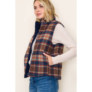 Reversible Plaid/Corduroy vest-Vest-STACCATO-Summit Lane Boutique, Women's Apparel and Gifts located in Grand Rapids, MI