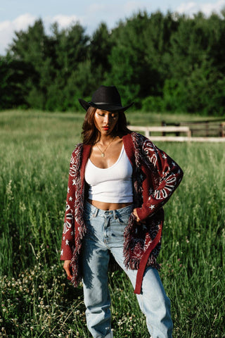 Bandana Nights Fringe Cardigan-Cardigans-Panache Apparel Co.-Summit Lane Boutique, Women's Apparel and Gifts located in Grand Rapids, MI