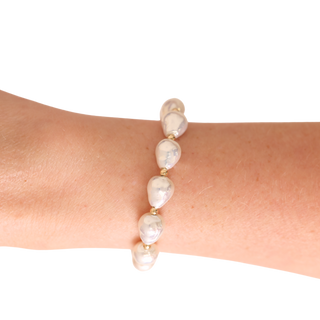 Saylor Pearl Bracelet in Gold-Bracelets-Beaded Blondes-Summit Lane Boutique, Women's Apparel and Gifts located in Grand Rapids, MI