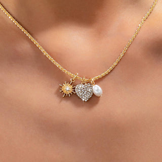 Celestial Heart & Pearl Charm Necklace | 80N93235-JOSSLYN by wall to wall-Summit Lane Boutique, Women's Apparel and Gifts located in Grand Rapids, MI
