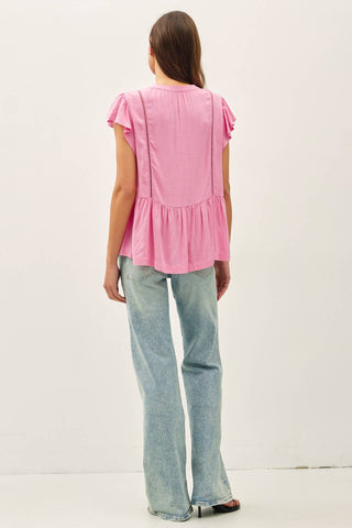 Aria Ruffle Sleeve top-Blouse-Be Cool-Summit Lane Boutique, Women's Apparel and Gifts located in Grand Rapids, MI