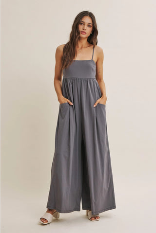 Elyse Cotton Wide Leg Jumpsuit-Jumpsuits-Summit Lane-Summit Lane Boutique, Women's Apparel and Gifts located in Grand Rapids, MI