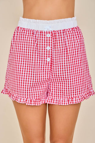 Sweet Gingham Button-Front Shorts-Shorts-Main Strip-Summit Lane Boutique, Women's Apparel and Gifts located in Grand Rapids, MI