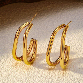 18K STAINLESS STEEL WATERPROOF TARNISH FREE HOOPS-Earrings-JOSSLYN by wall to wall-Summit Lane Boutique, Women's Apparel and Gifts located in Grand Rapids, MI