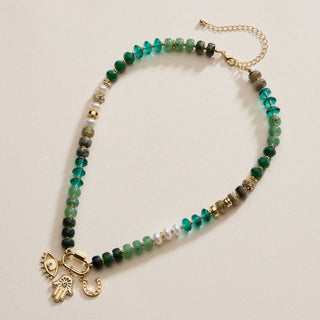 Layered Glass Bead Necklace with Trio of Charms-Necklaces-Frem-Summit Lane Boutique, Women's Apparel and Gifts located in Grand Rapids, MI