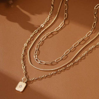 18K STAINLESS STEEL TARNISH FREE LAYERED NECKLACE | 40NK9532-JOSSLYN by wall to wall-Summit Lane Boutique, Women's Apparel and Gifts located in Grand Rapids, MI
